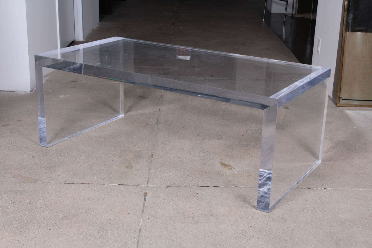 Mid-Century Modern Large and Thick Lucite Coffee Table