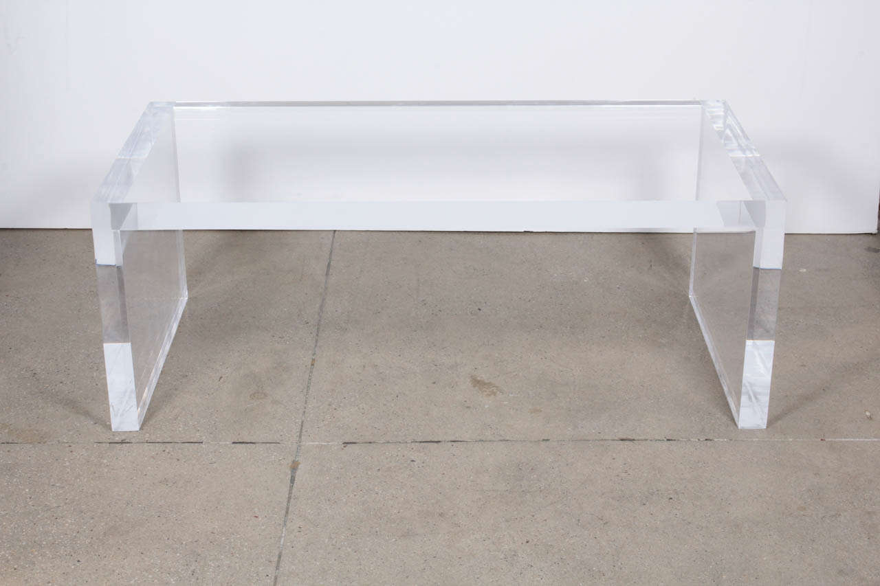 American Large and Thick Lucite Coffee Table
