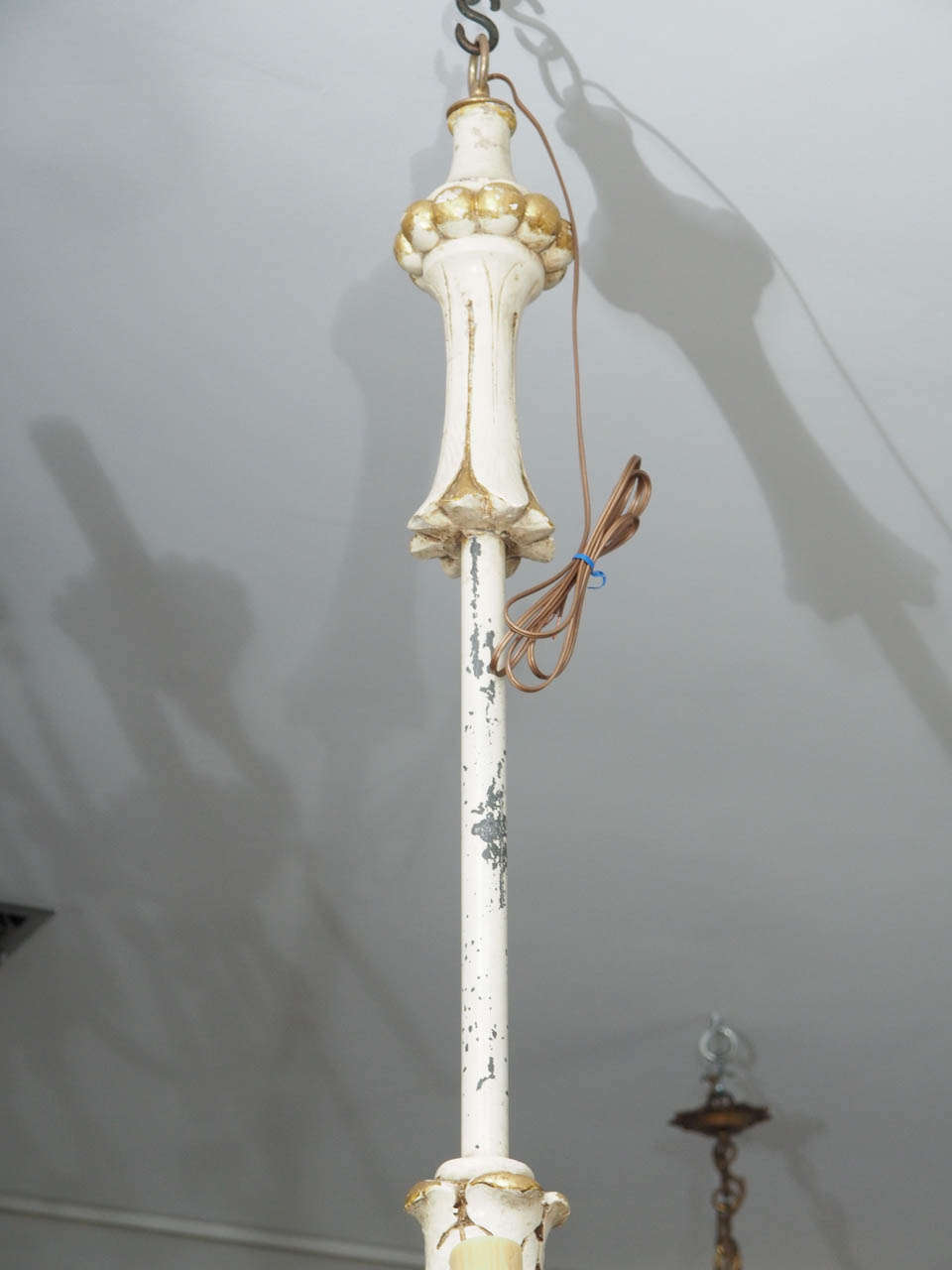 Rococo Unusual Pair of Italian Painted Chandeliers For Sale