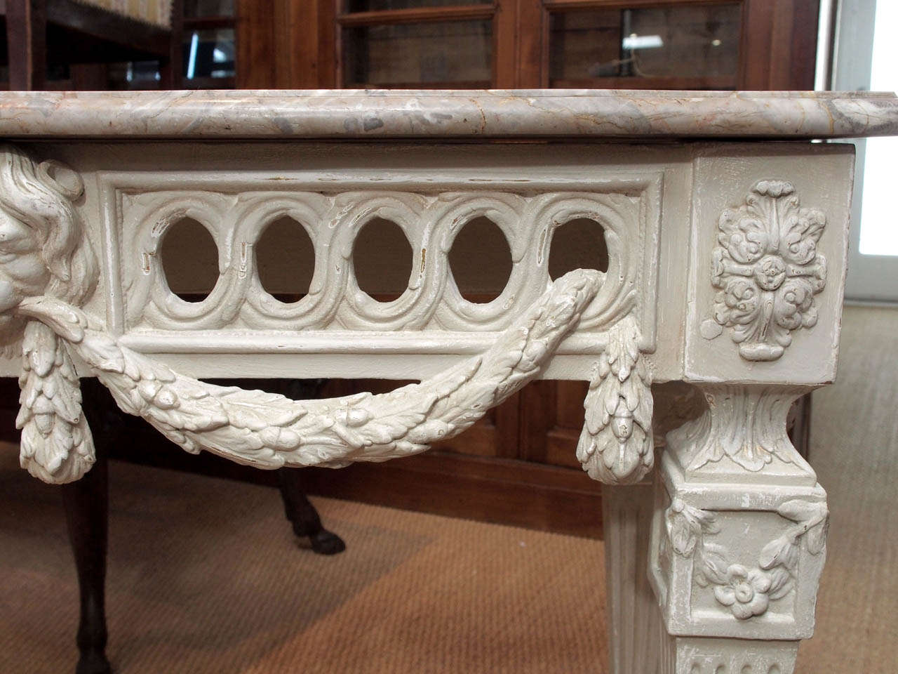 Wood Italian Neoclassical Painted Console For Sale