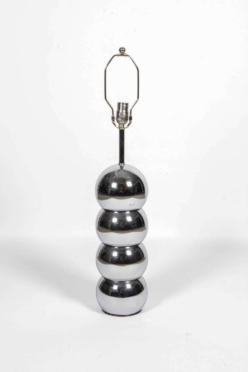 American 1970s Chrome Ball Table Lamp For Sale