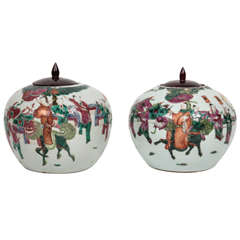 Pair of 19th Century Chinese Famille Rose Covered Vases