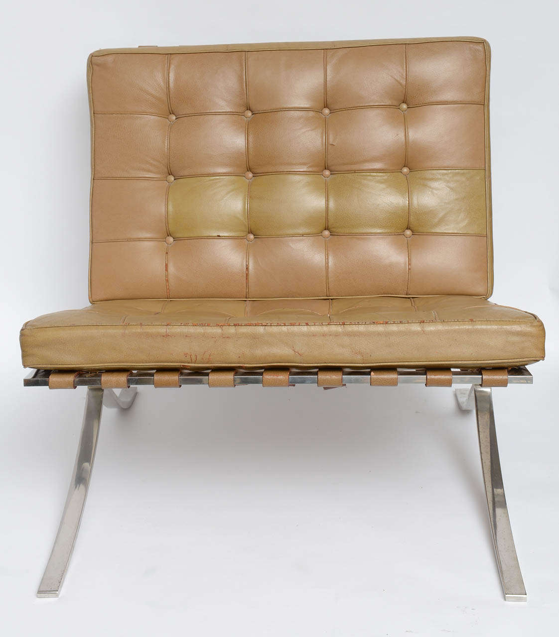 Barcelona chairs from the 1960s, steel frame with original upholstery.