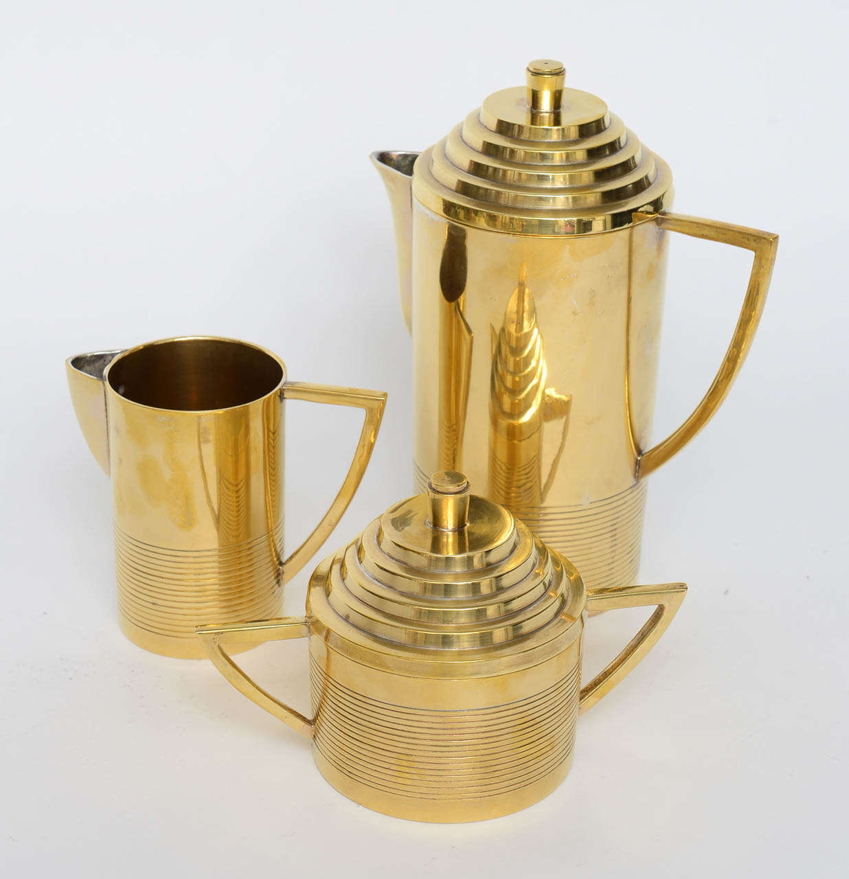 Deco Style Brass Tea Service 4
