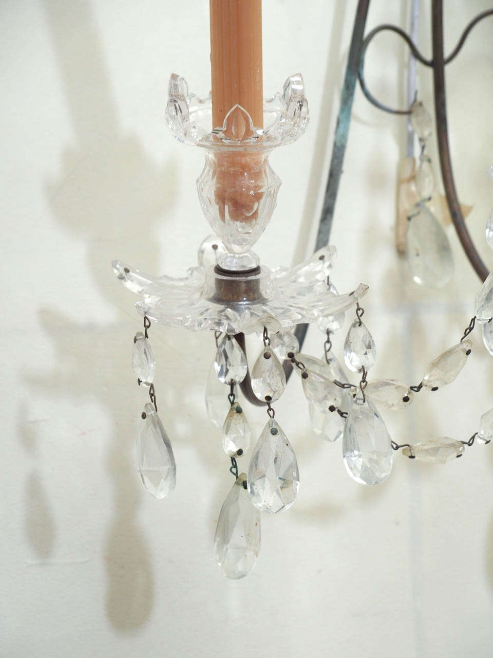 Pair of Early 20th Century Crystal Sconces 1