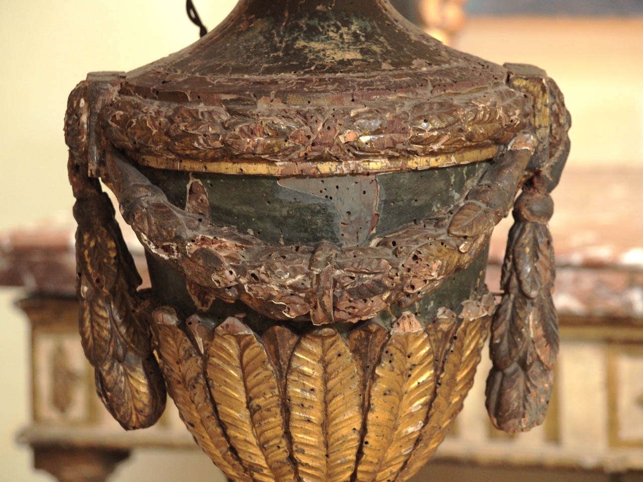 18th Century and Earlier Carved And Gilt Wood Lamp
