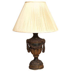 Antique Carved And Gilt Wood Lamp