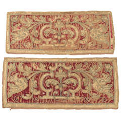 Pair of Renaissance Silk Applique Panels 