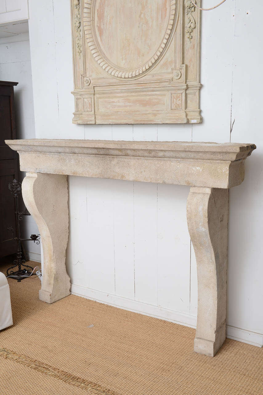Simple but beautiful carved stone Mantel from France in 3 parts