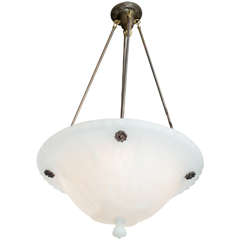 Antique Neoclassical Style Cast Glass Bowl Pendant/Chandelier