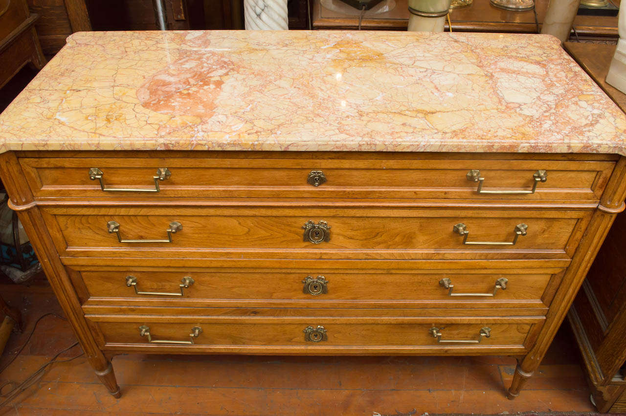 Art Deco French Marble Top Four Drawer Dresser