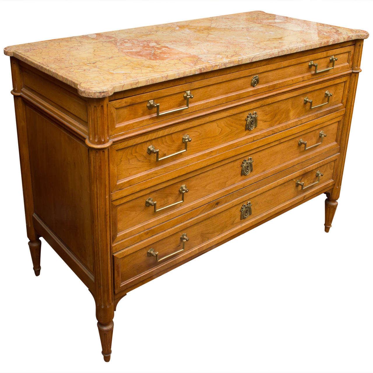 French Marble Top Four Drawer Dresser