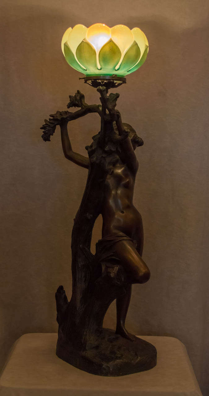 French Bronze Art Nouveau Figural Lamp 2
