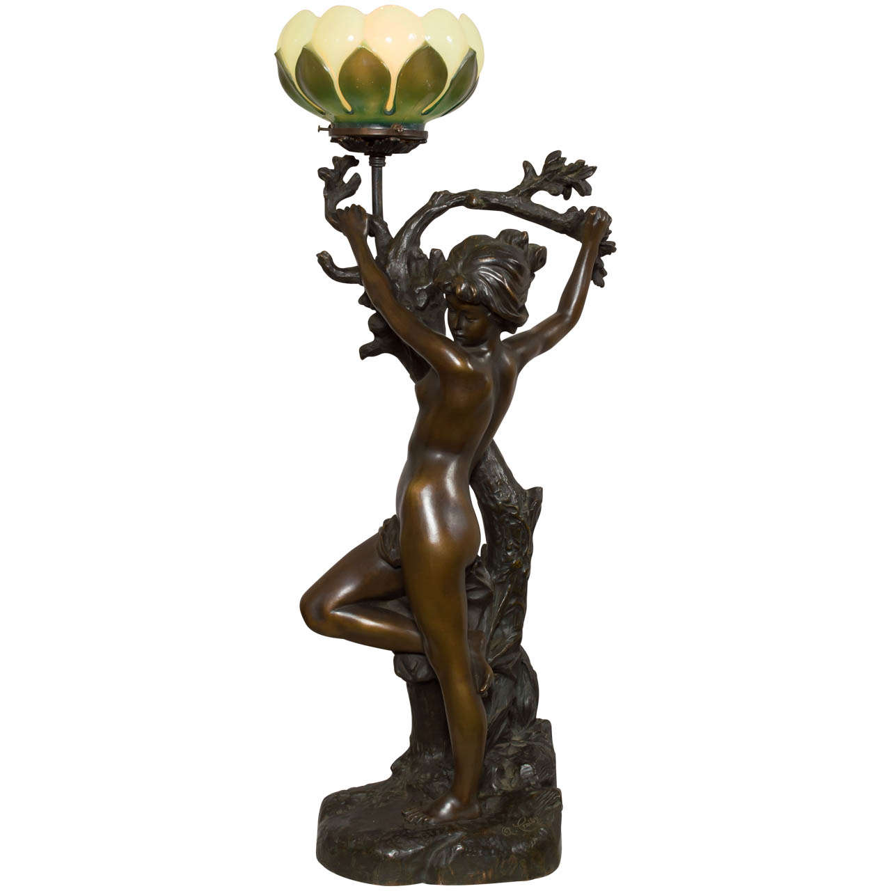 French Bronze Art Nouveau Figural Lamp