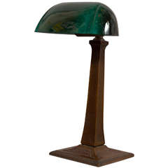 Banker's Desk Lamp with Green Shade by Aladdin