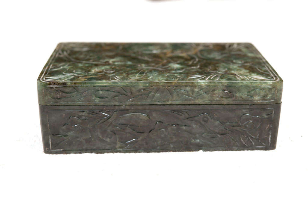 Chinese Green Jade ink box For Sale