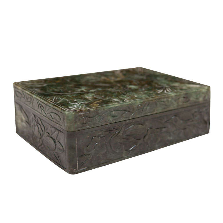 Green Jade ink box For Sale