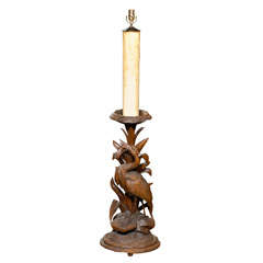 Large Black Forest Floor Lamp of Shorebird