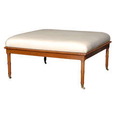 Large Upholstered Faux Bamboo Ottoman