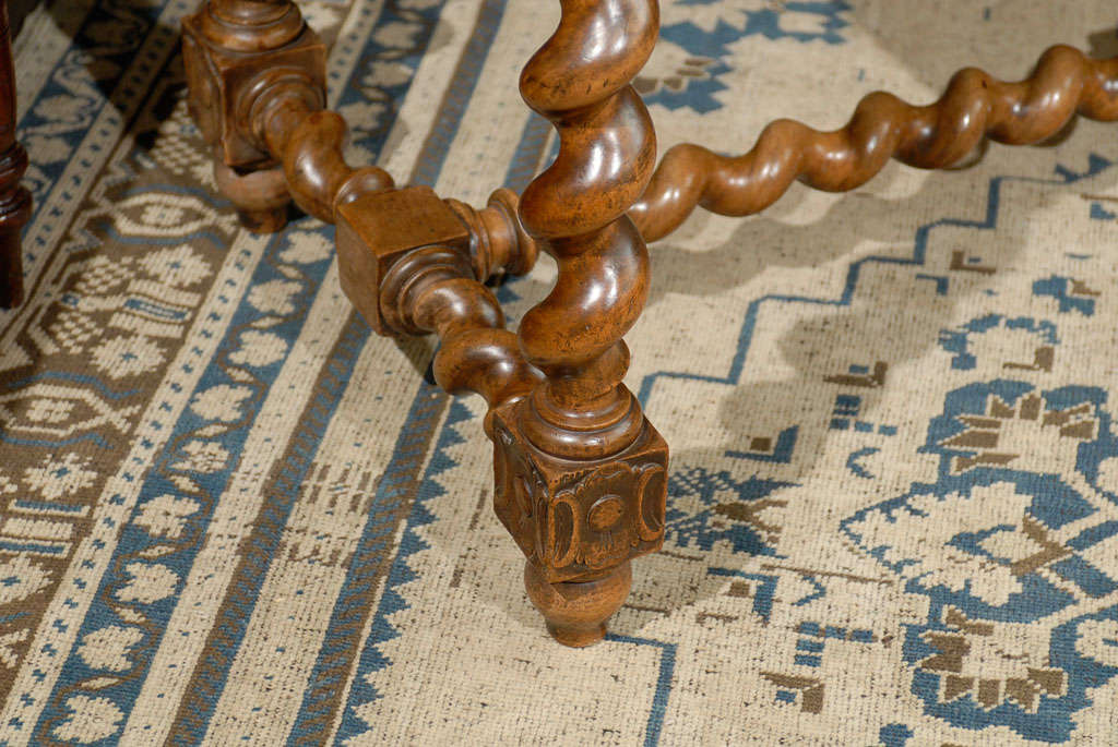 20th Century Long Carved Table With Barley Twist Legs