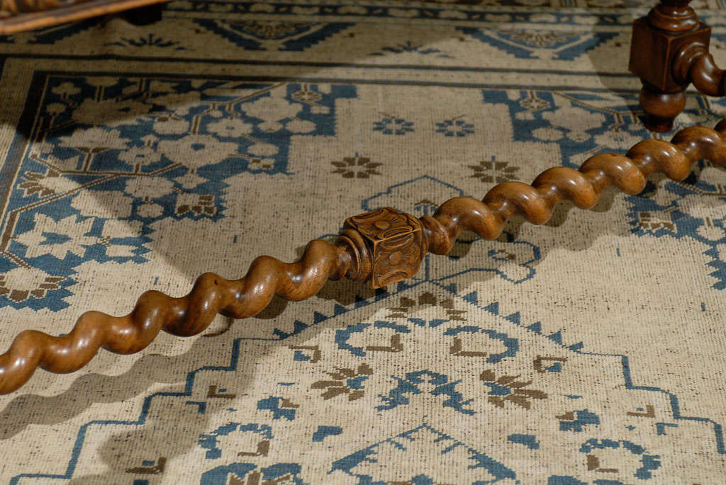 Wood Long Carved Table With Barley Twist Legs