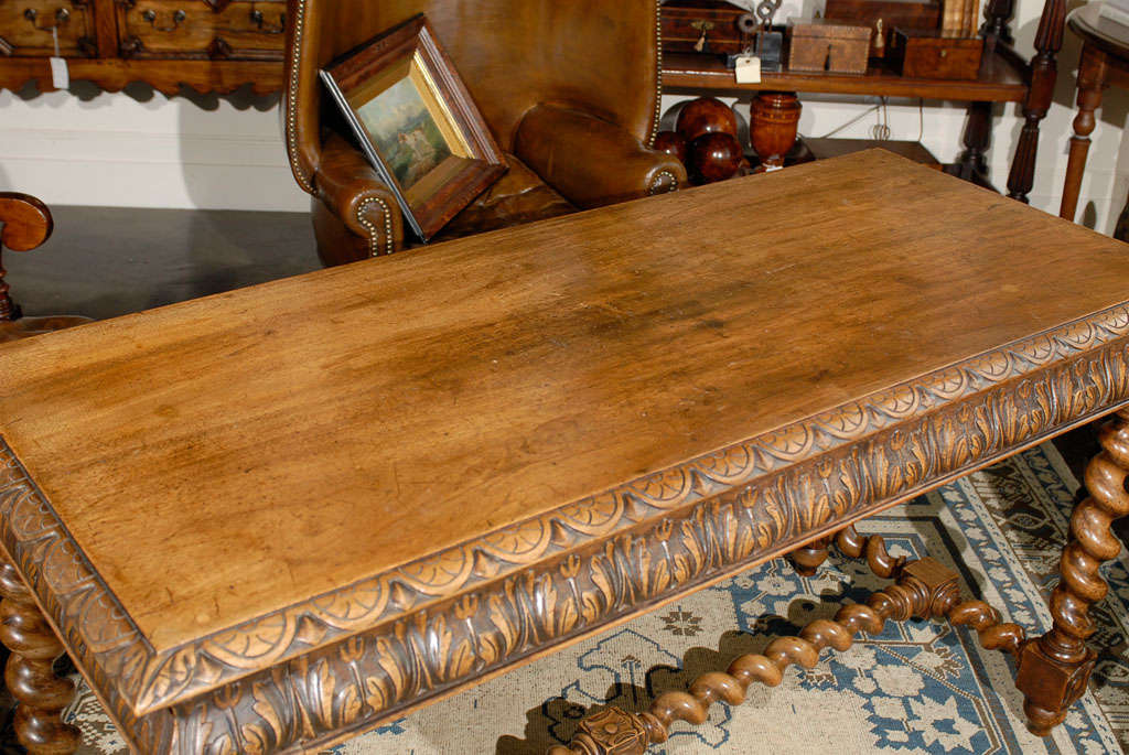 Long Carved Table With Barley Twist Legs 3