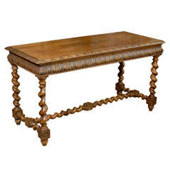 Long Carved Table With Barley Twist Legs