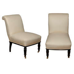 Antique Two English Slipper Chairs