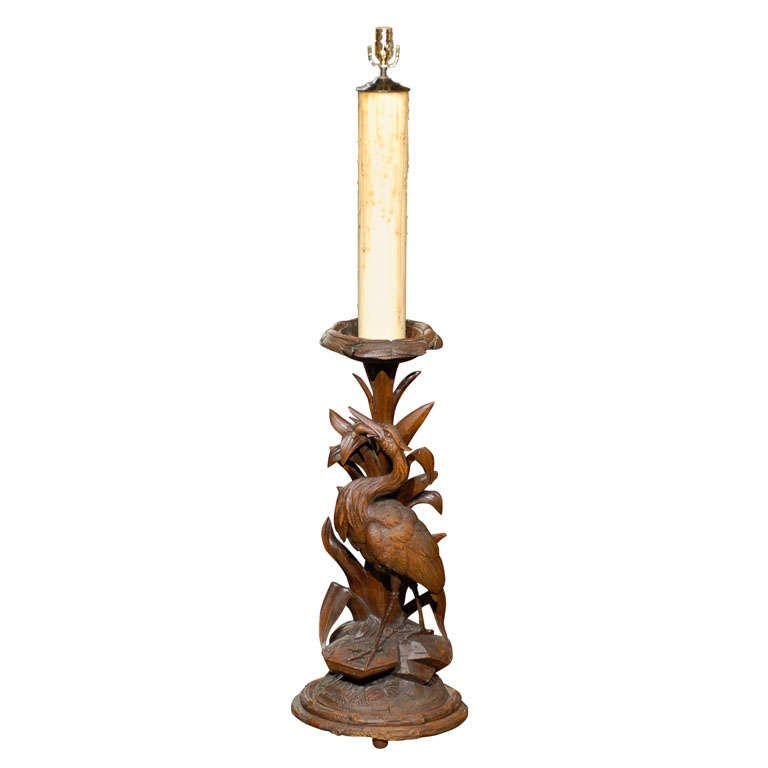 Large Black Forest Floor Lamp of Shorebird at 1stDibs