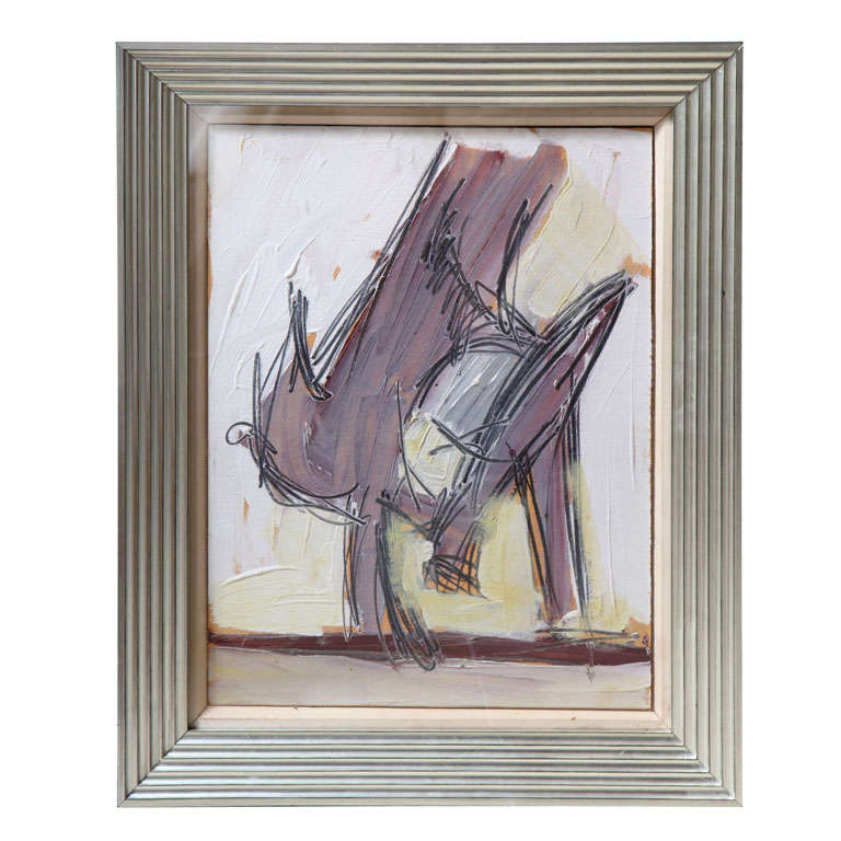 Nicholas Krushenick Original Oil on Paper "Bird", 1929-1999 For Sale