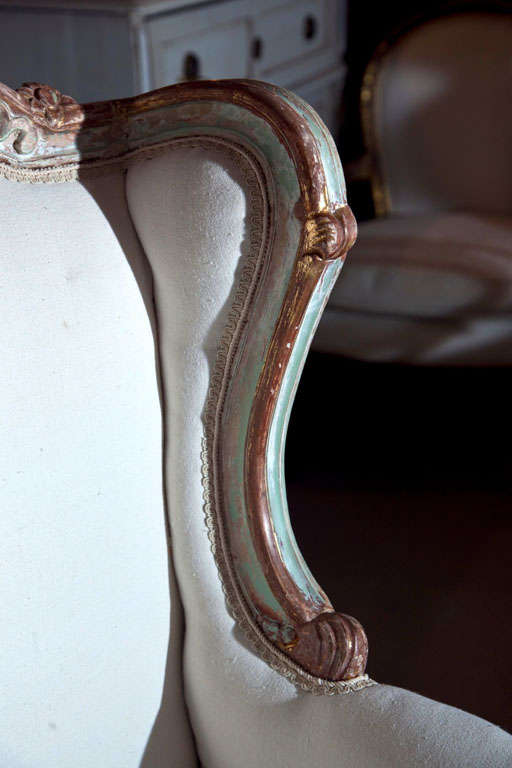 Pair of Painted French Rococo Style Bergere Chairs 1