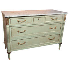 French Louis XVI Style Marble Top Commode by Jansen