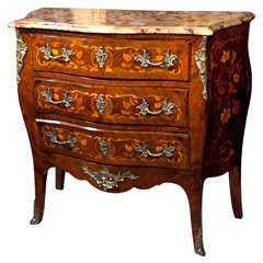 French Marble Top Inlaid Commode