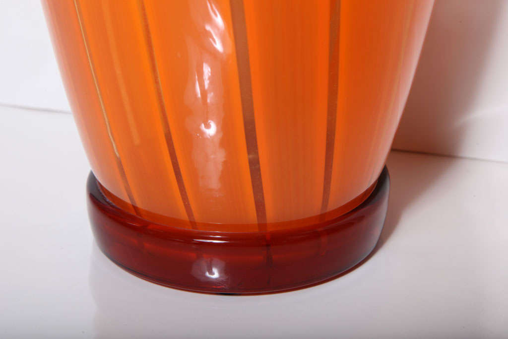 20ième siècle Vase orange vif de Seguso Viro en vente