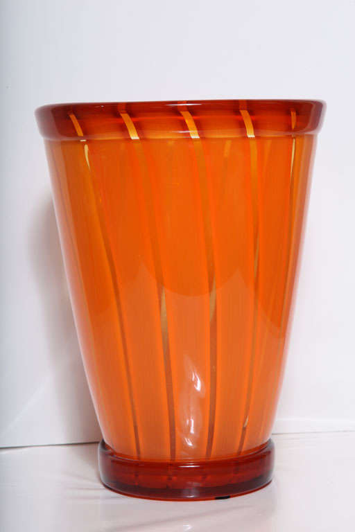 Vibrant Orange Vase by Seguso Viro For Sale 1