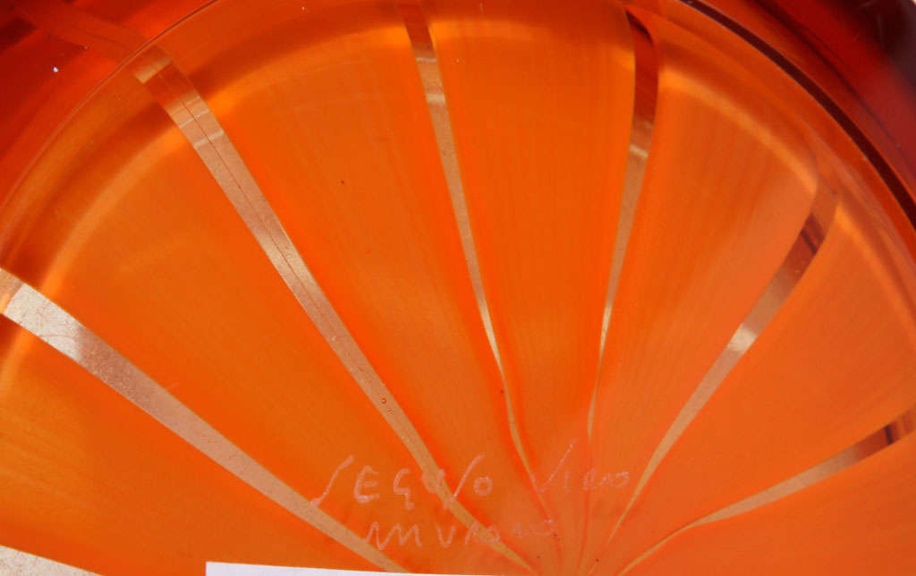 Vibrant Orange Vase by Seguso Viro For Sale 2