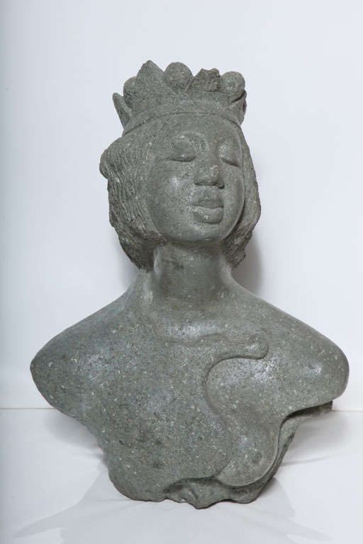 Carved Riverstone Bust of Sea Princess