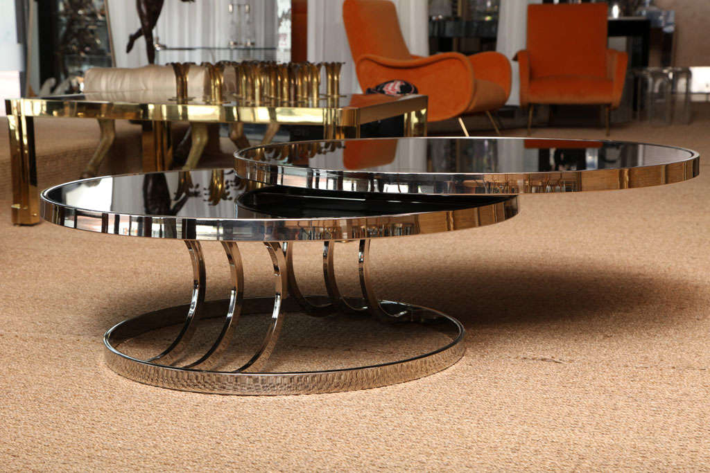 American Two-Tiered Swivel Cocktail Table