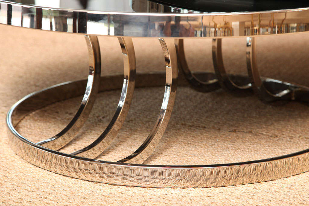 Chrome Two-Tiered Swivel Cocktail Table