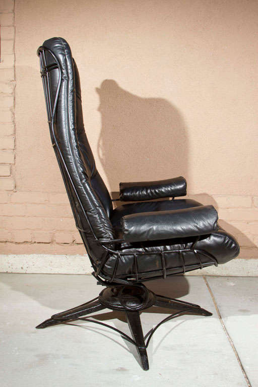 Mid-Century Vinyl Swivel Chair 2