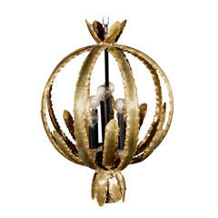 Brutalist Orb Pendant Light Attributed to Curtis Jere