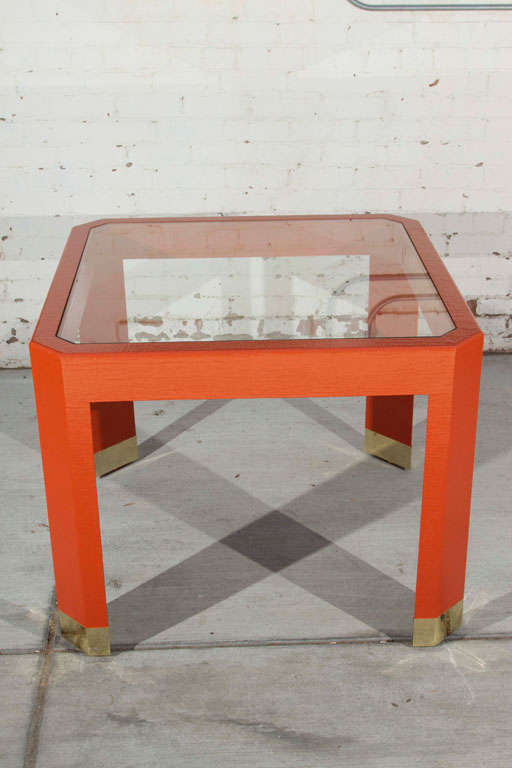 Glass Chinoiserie Orange Lacquer Dining Set