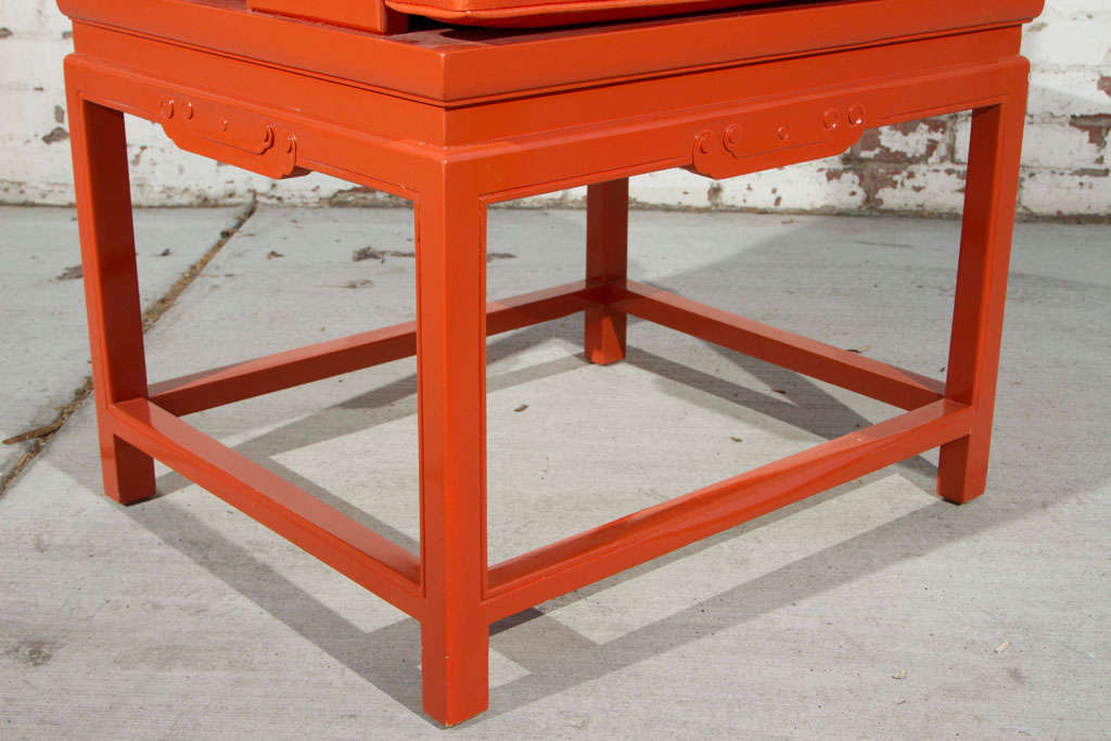 Chinoiserie Orange Lacquer Dining Set 4