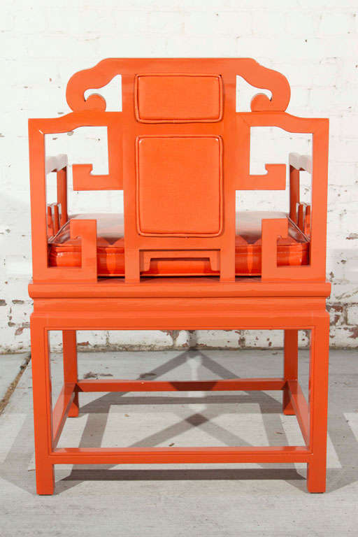 Chinoiserie Orange Lacquer Dining Set 6