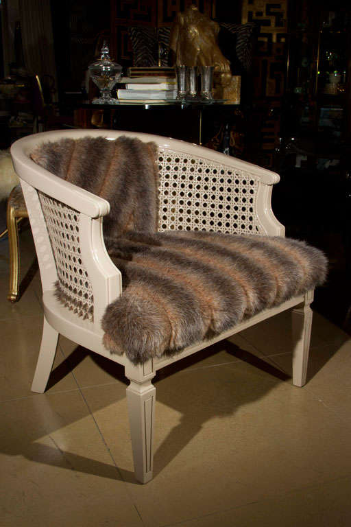 American Barrel Back Cane Armchair For Sale