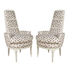 Pair of Italian Upholstered Highback Chairs
