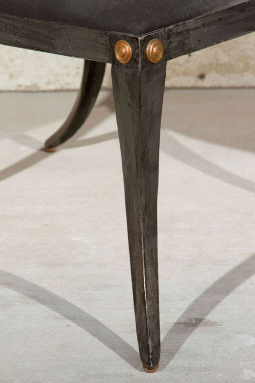 American Deco Sculptural Steel Klismos Side Chair For Sale
