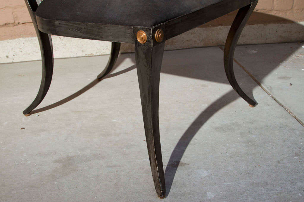 Mid-20th Century Deco Sculptural Steel Klismos Side Chair For Sale