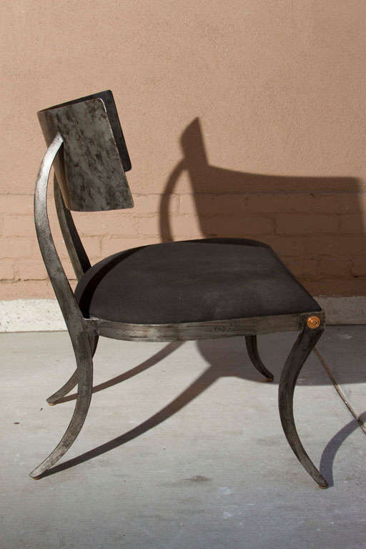 Deco Sculptural Steel Klismos Side Chair For Sale 1