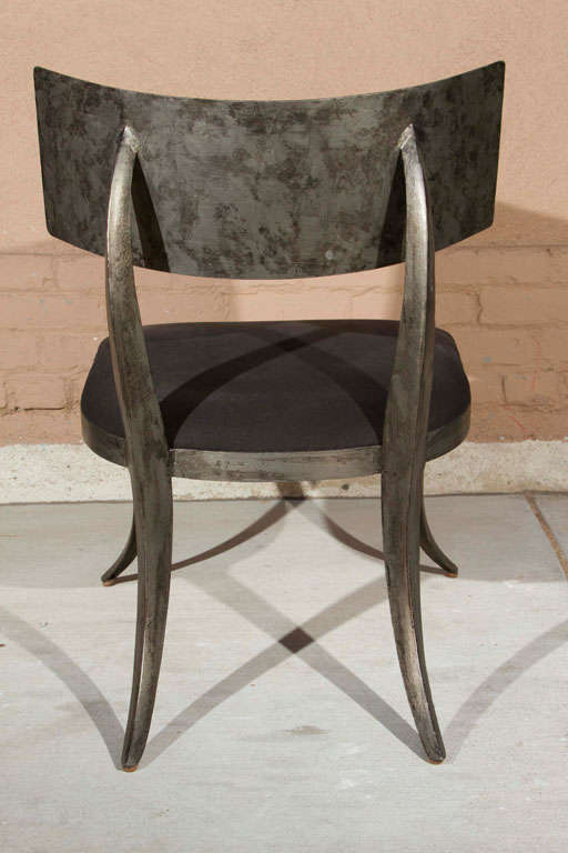 Deco Sculptural Steel Klismos Side Chair For Sale 2